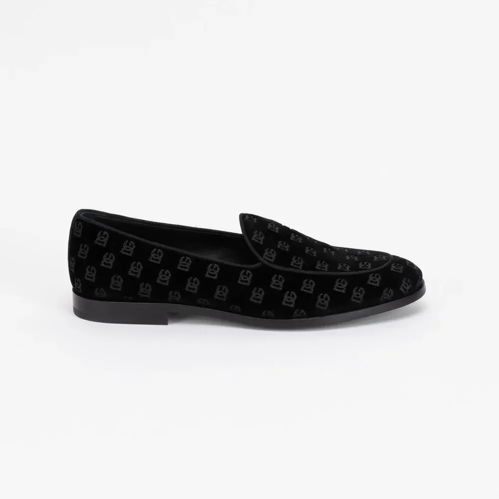 Dolce & Gabbana Men Monogram Smoking Apron Toe Slippers Black Size 9.5
